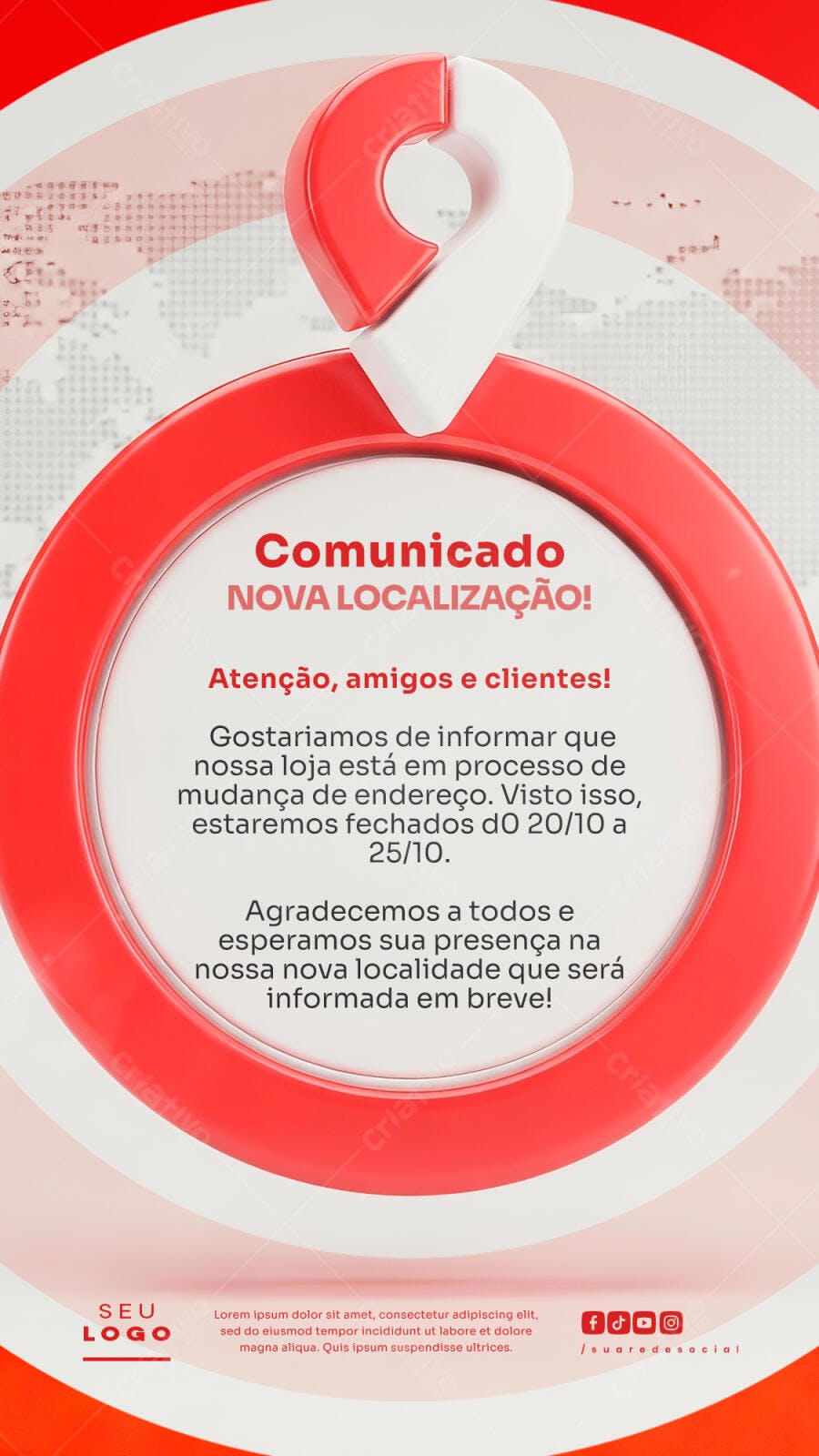 Flyer Comunicado Nova Localização PSD Editável