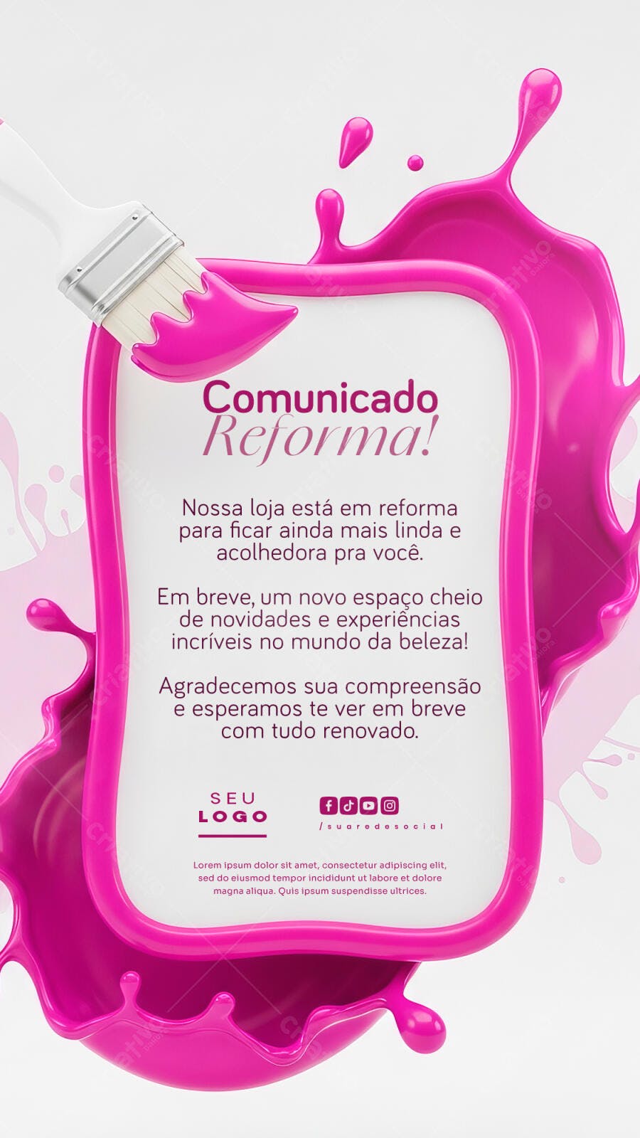 Flyer Comunicado Reforma para Loja PSD Editável