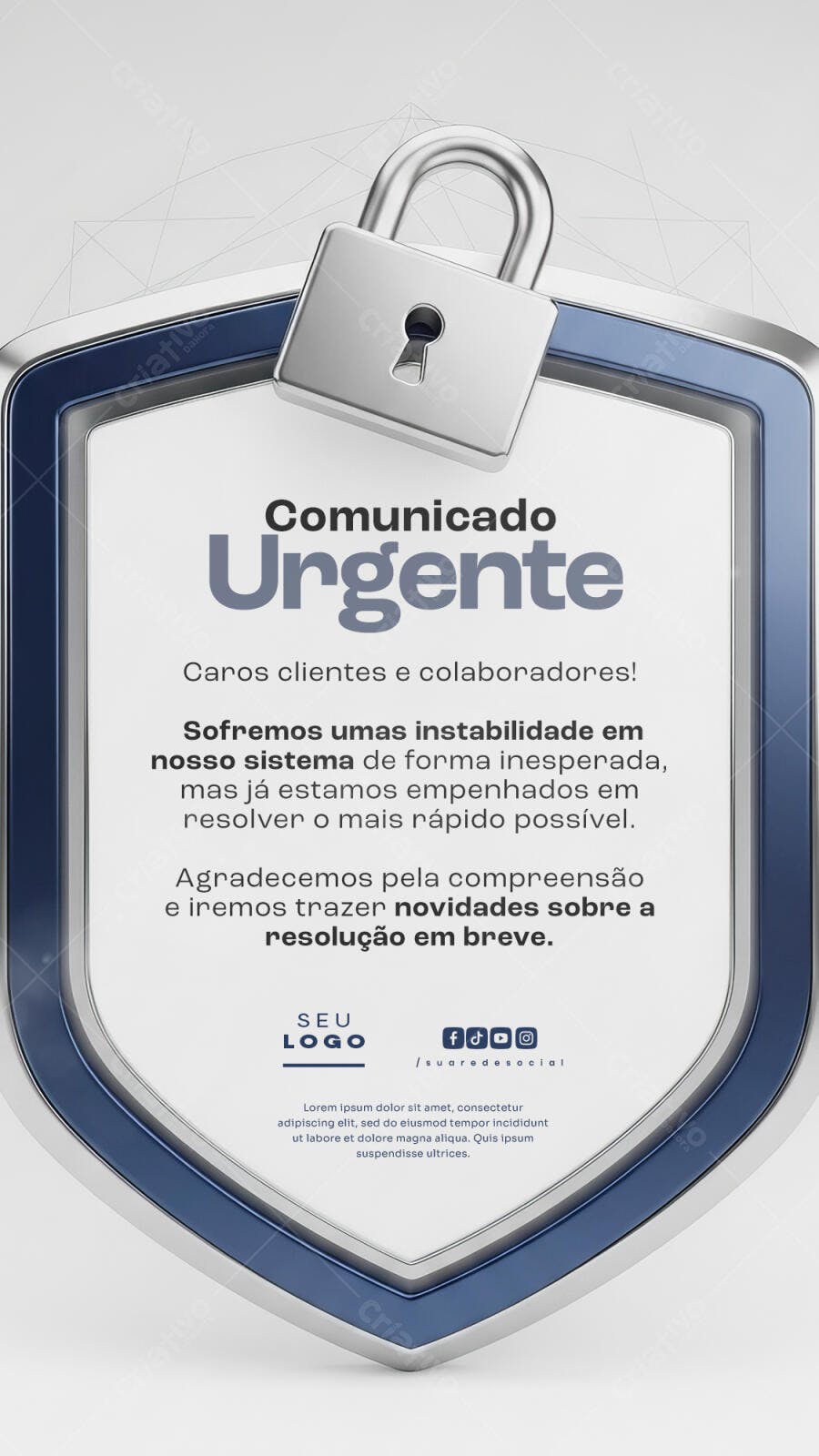 Comunicado Urgente para Instabilidade de Sistema PSD Editável