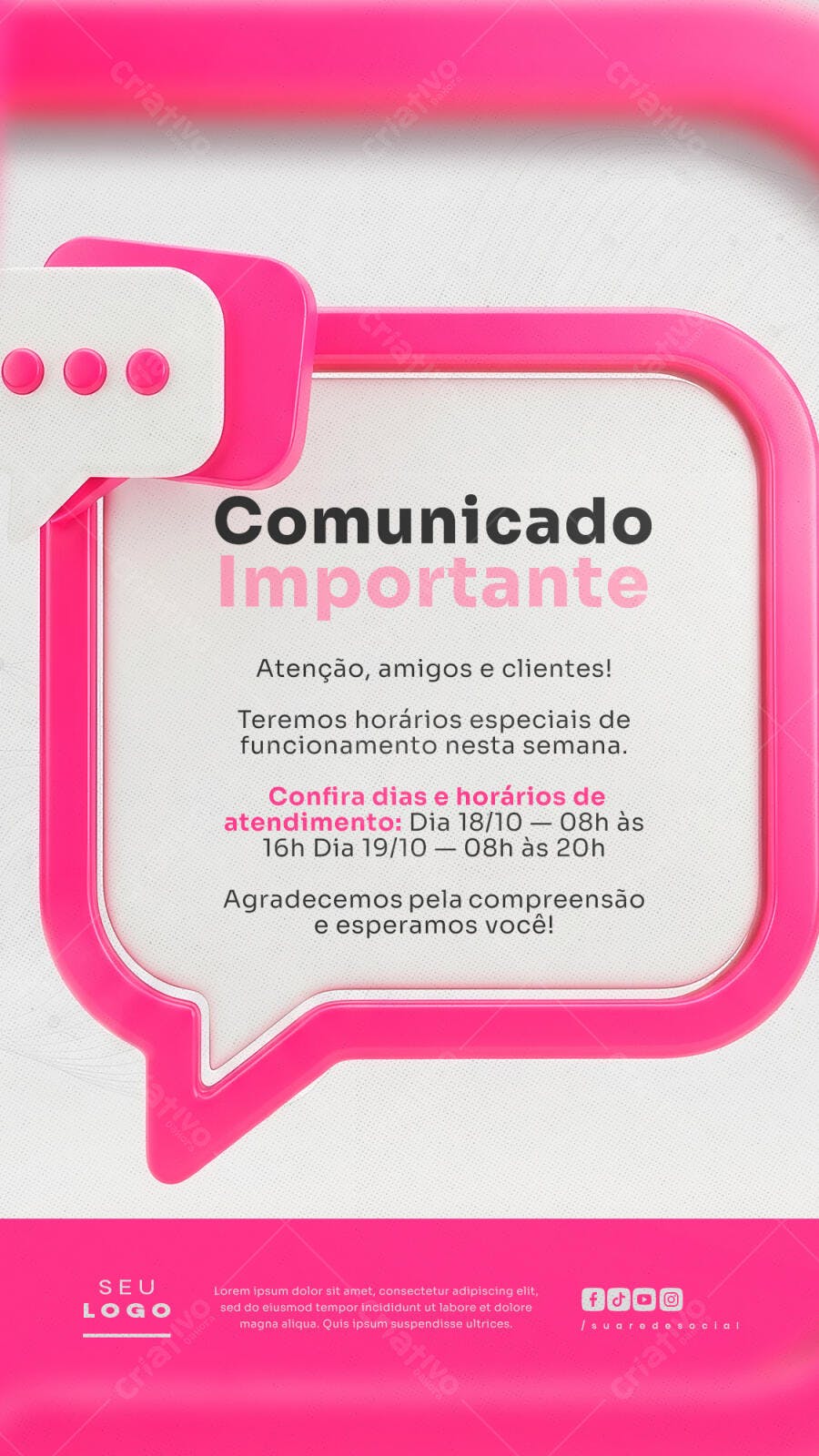 Flyer Comunicado Importante PSD Editável
