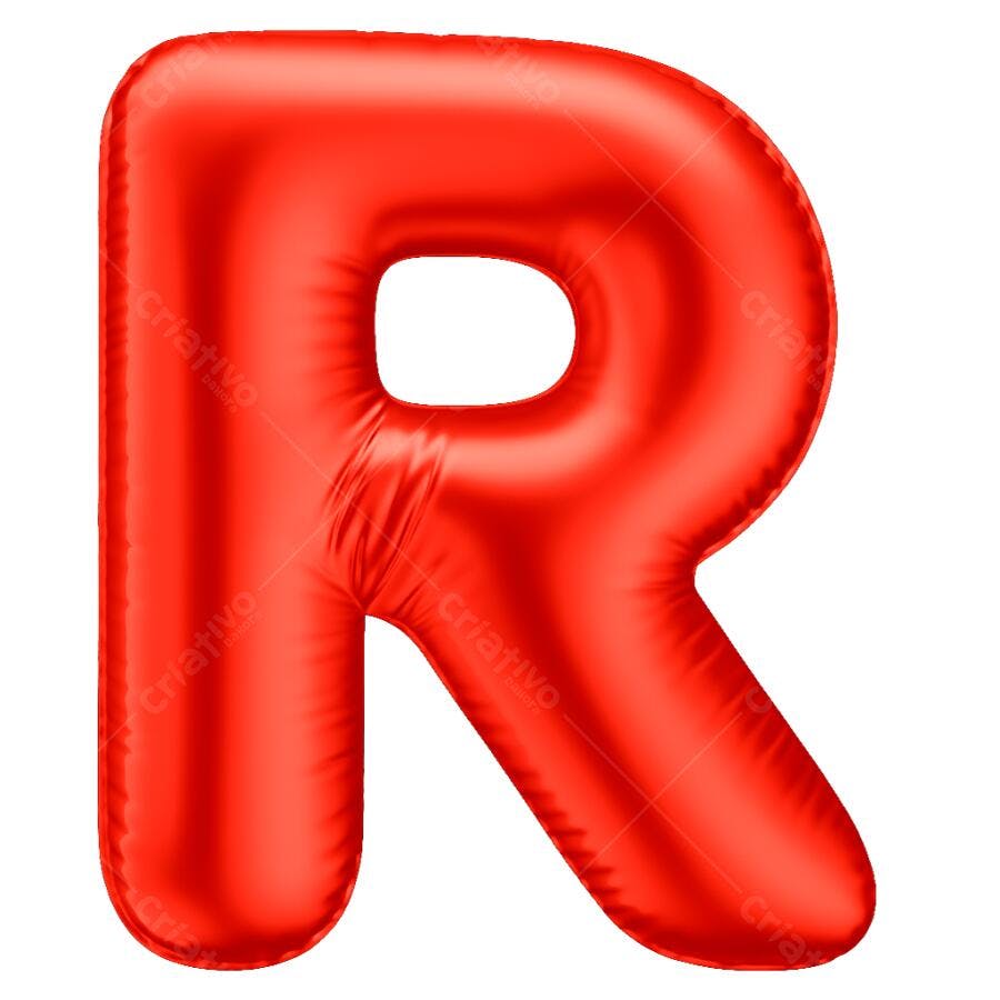 Letra balão decorativa R vermelho brilhante PNG com fundo transparente
