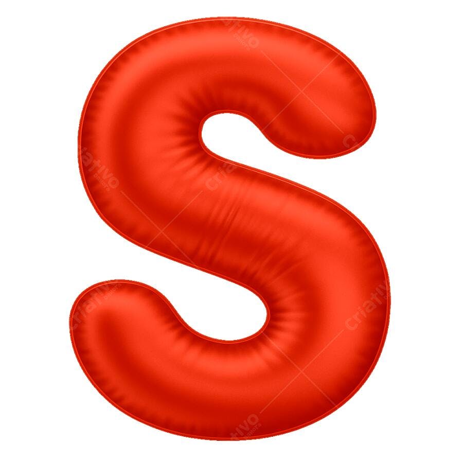 Letra S inflável vermelha 3D PNG com fundo transparente