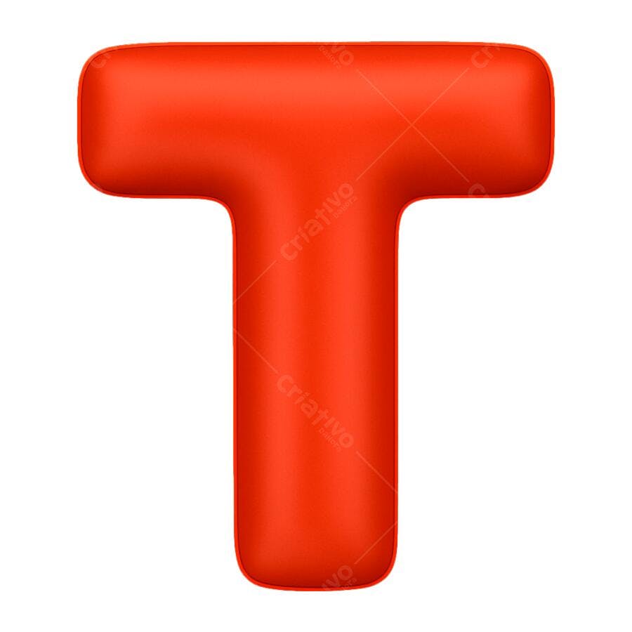 Letra 3D T Vermelha Ícone para Design Gráfico PNG com fundo transparente