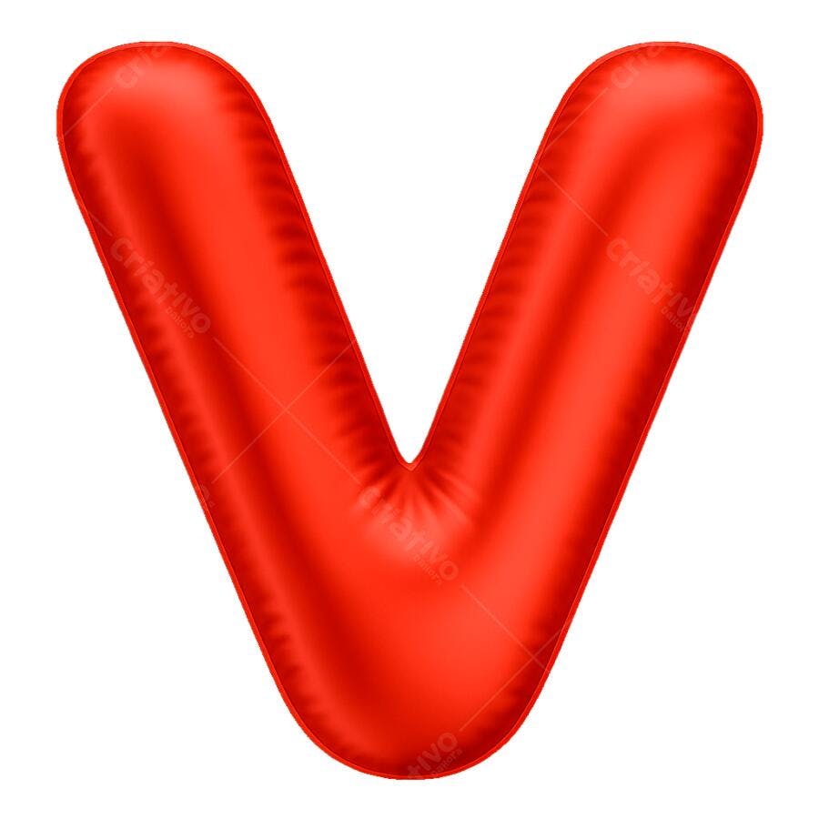 Letra Balão V Vermelha para Aniversário Festa Celebração PNG com fundo transparente