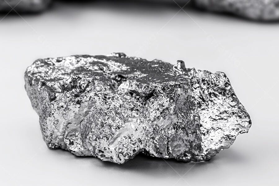 Metal bruto prateado brilhante em close-up com superfície irregular