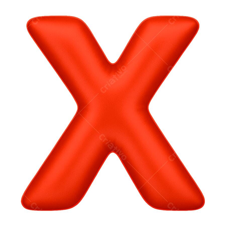Ícone Letra X Vermelha 3D PNG com fundo transparente