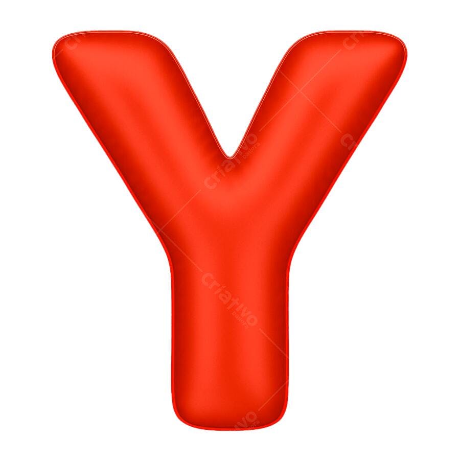 Letra Y maiúscula vermelha 3D PNG com fundo transparente