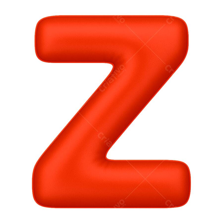 Ícone letra Z maiúscula vermelha 3D PNG com fundo transparente