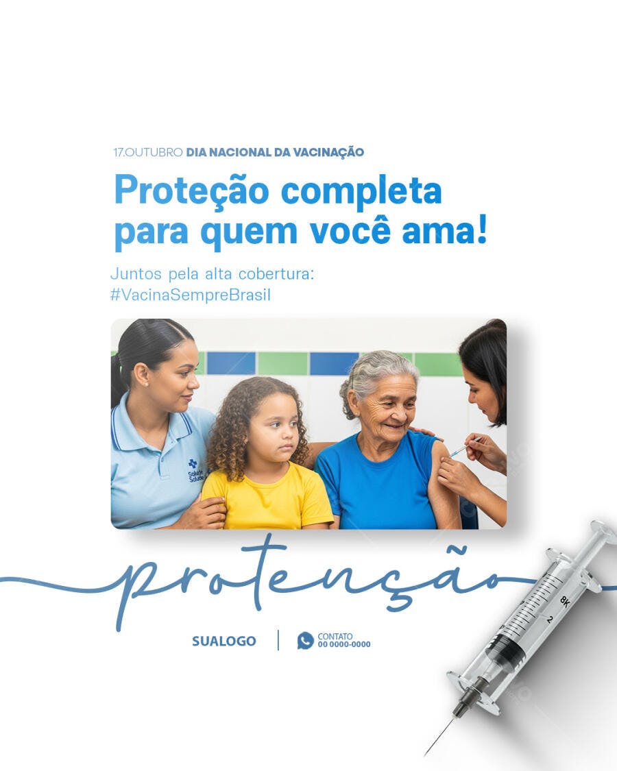 Flyer Dia Nacional da Vacinação Proteção Completa PSD Editável