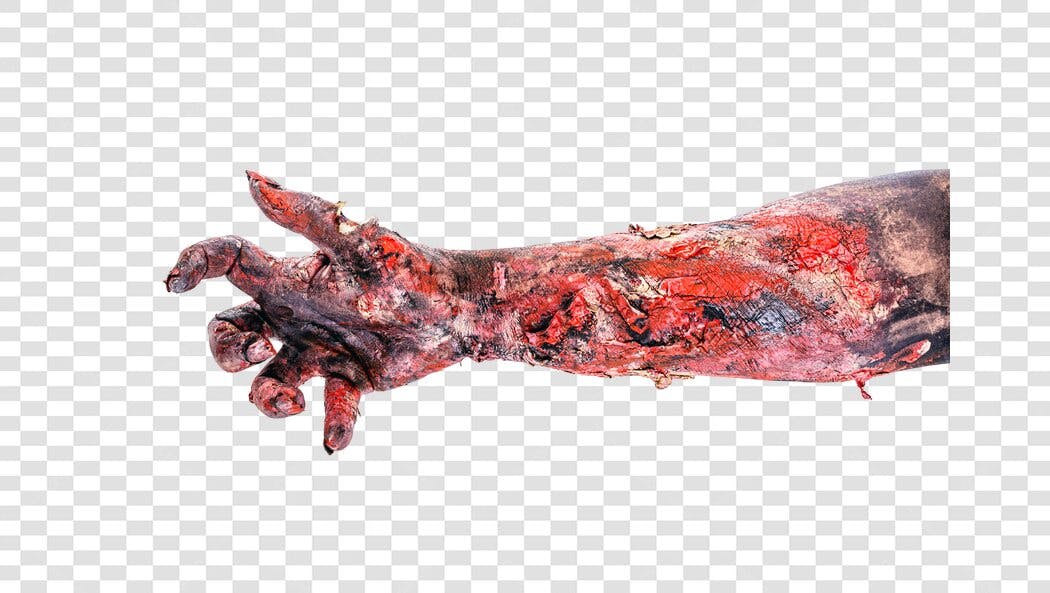Elemento Gráfico Mão de Zumbi Horror Halloween PNG com fundo transparente