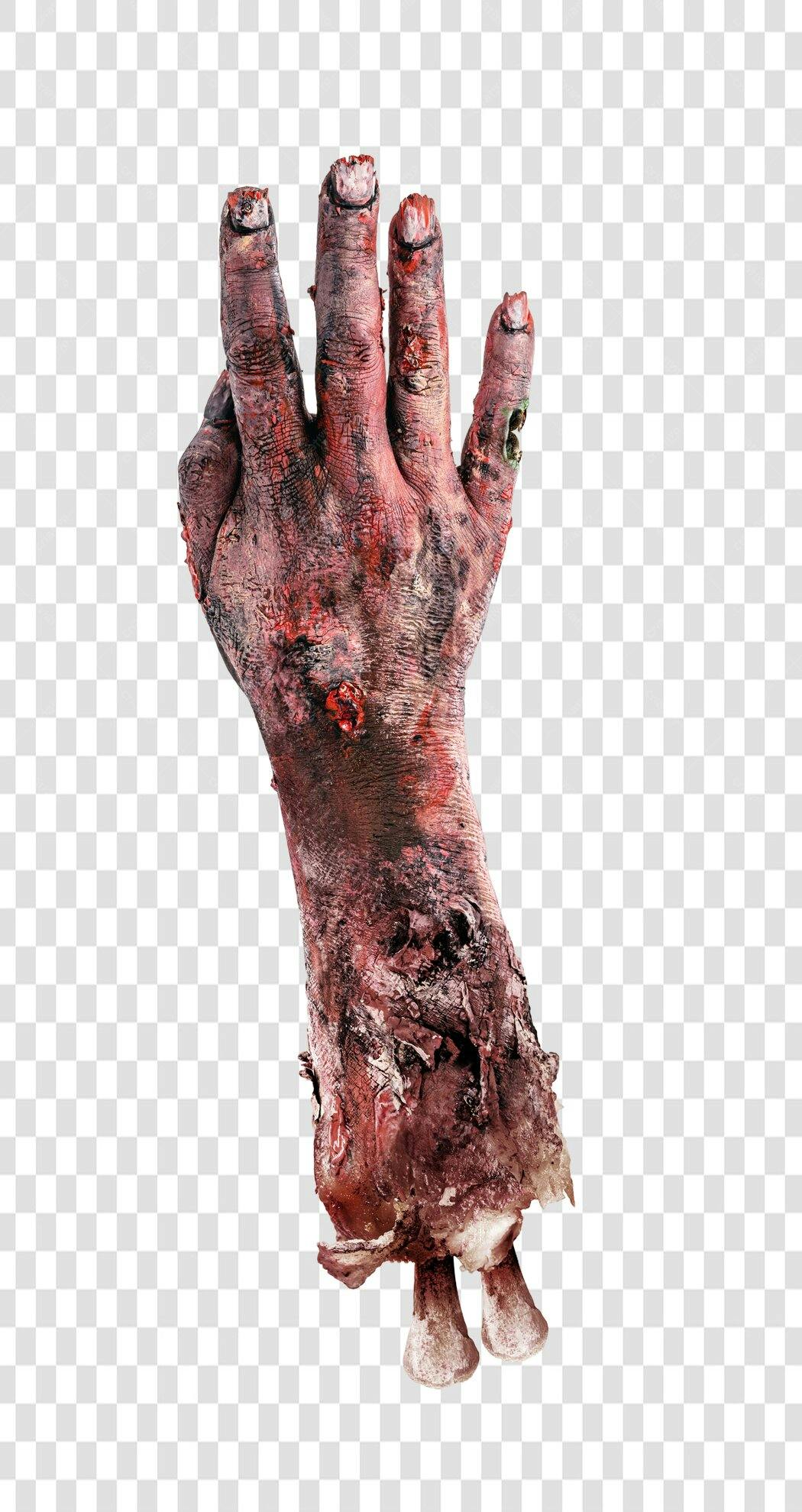 Mão de Zumbi Decepada Sangrenta Horror Halloween PNG com fundo transparente