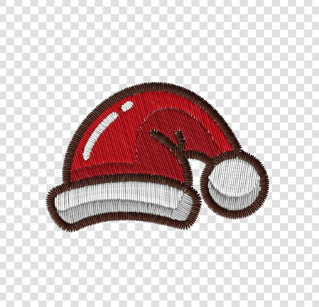 Ícone de Gorro Natalino Estilo Bordado Papai Noel PNG com fundo transparente