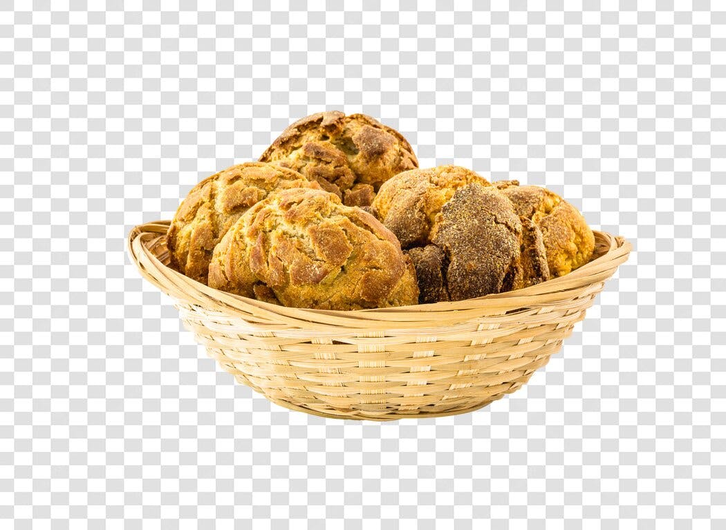 Cesto de Pães Rústicos Assados Caseiros PNG com fundo transparente