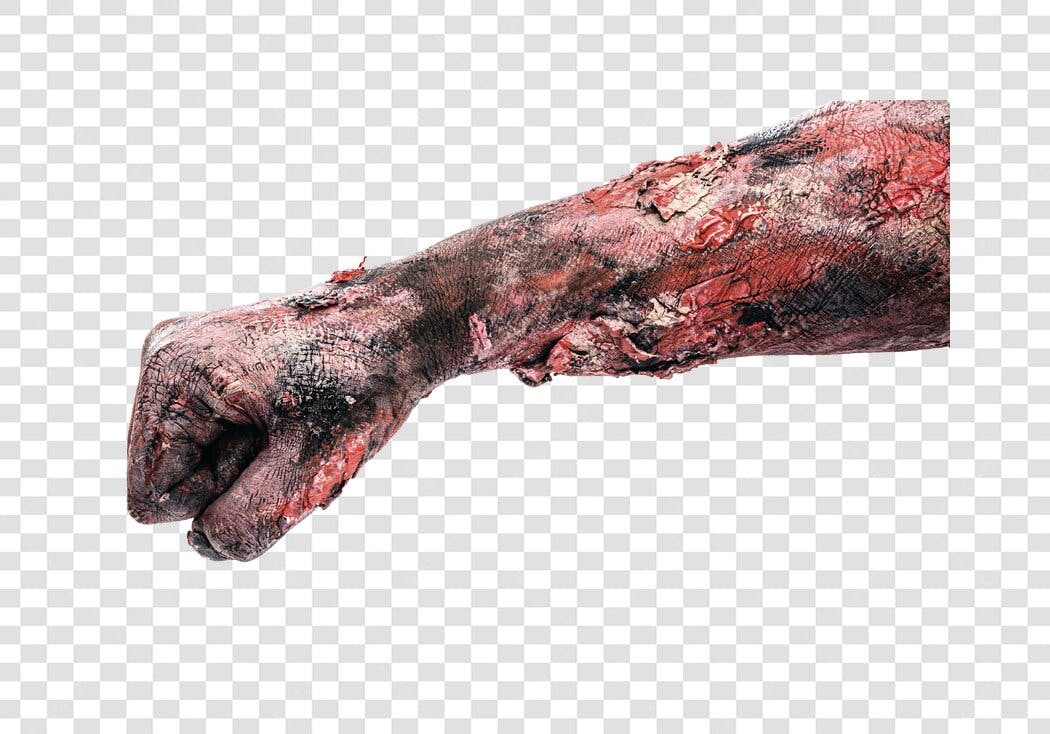 Elemento Gráfico Braço Zumbi Punho Sangrento Halloween PNG com fundo transparente