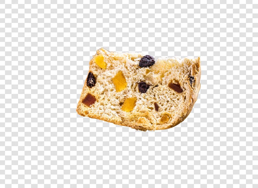 Elemento Gráfico Fatia de Panetone Natalino com Frutas Cristalizadas PNG com fundo transparente