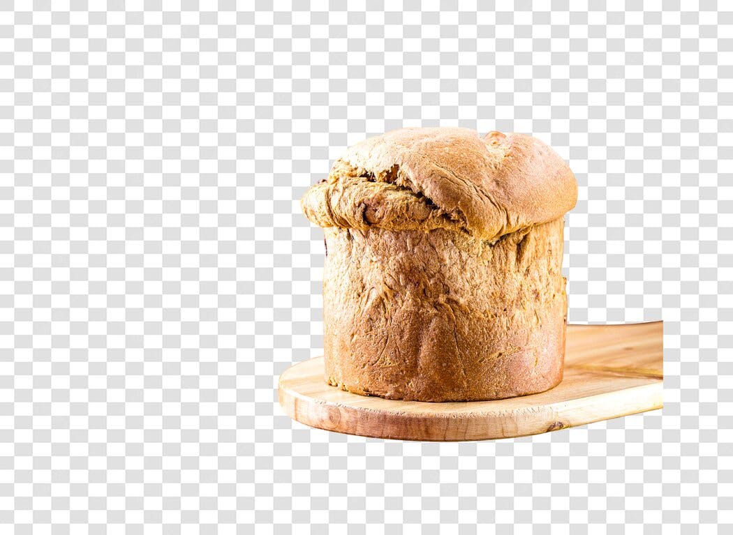 Imagem Panettone Natalino Dourado na Tábua de Madeira PNG com fundo transparente