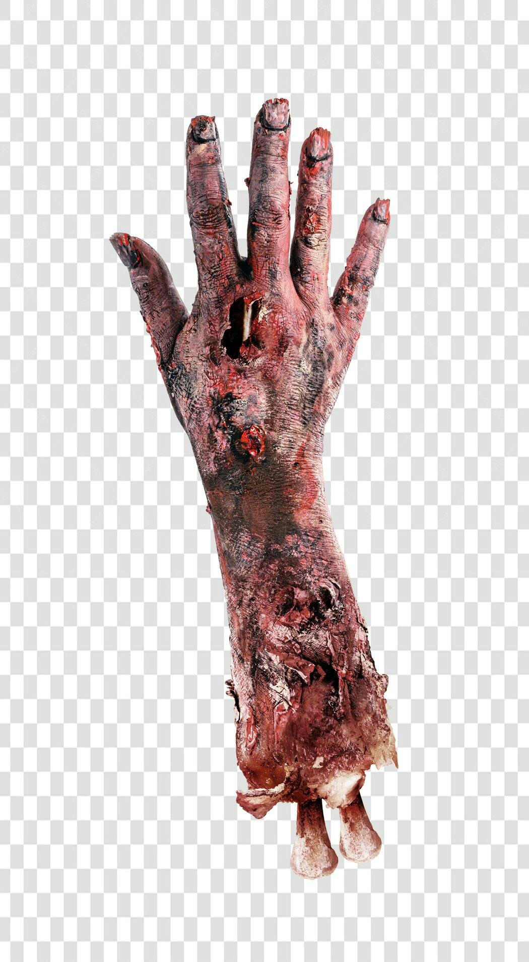 Ilustração Mão de Zumbi Decepada para Halloween PNG com fundo transparente