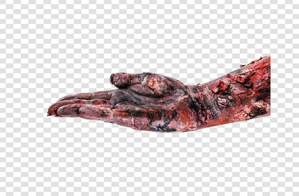 Mão Zumbi para Halloween Terror Assustador Marrom Vermelho Preto PNG com fundo transparente