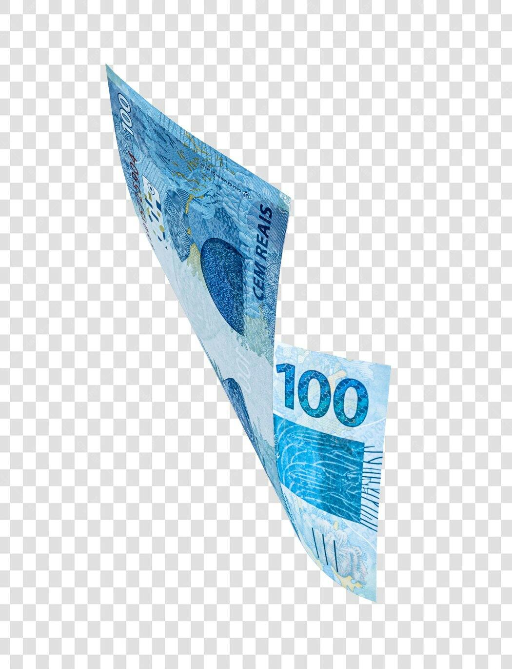 Ilustração de Nota de 100 Reais azul dinheiro brasileiro PNG com fundo transparente
