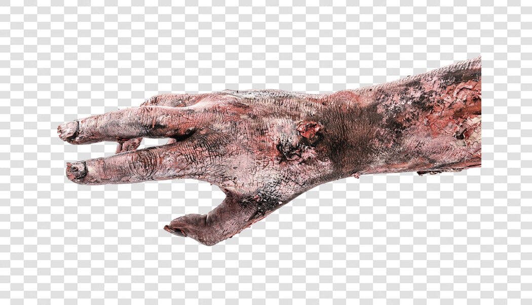 Ilustração Mão de Zumbi Decadente para Halloween PNG com fundo transparente
