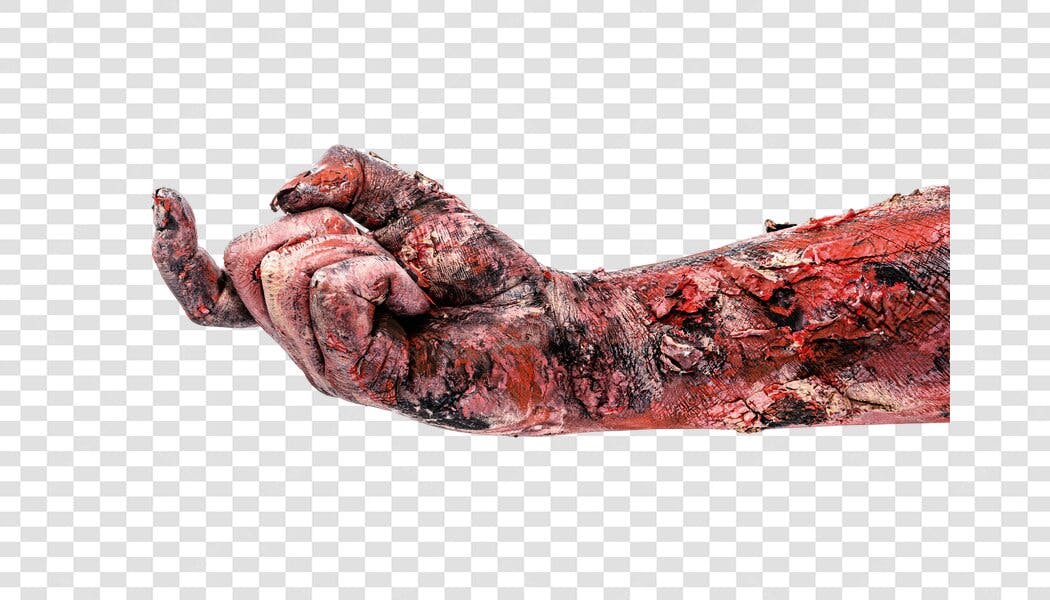 Elemento Gráfico Mão de Zumbi Sangrenta Halloween PNG com fundo transparente