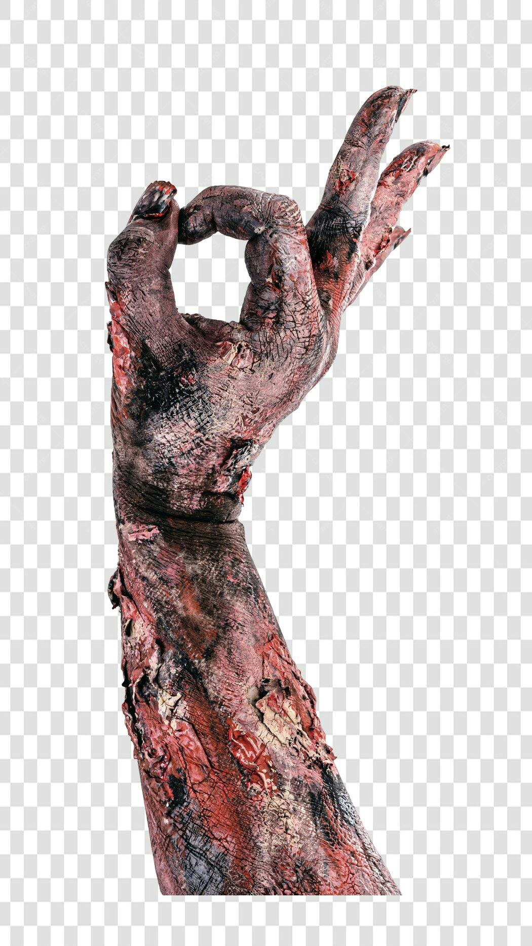 Mão de Zumbi Gesto OK Halloween Ilustração PNG com fundo transparente