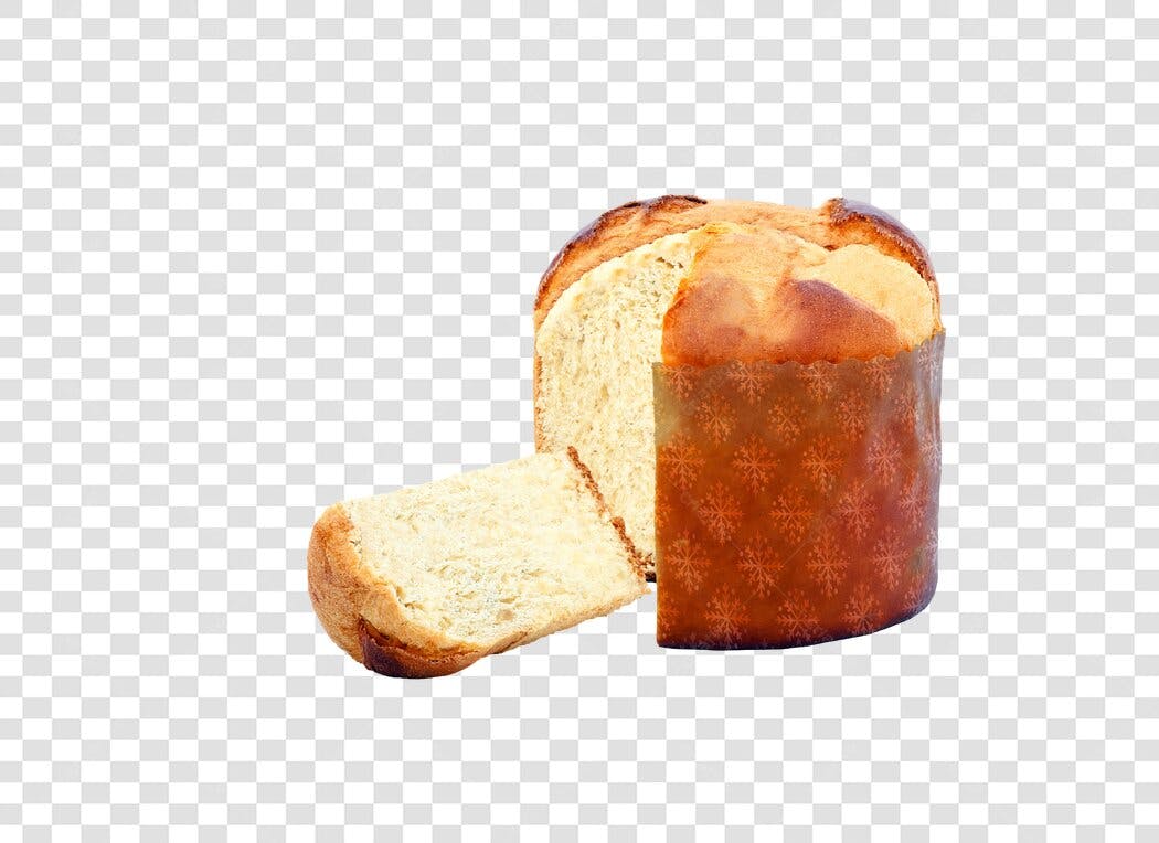Recorte Panetone de Natal com fatia cortada PNG com fundo transparente