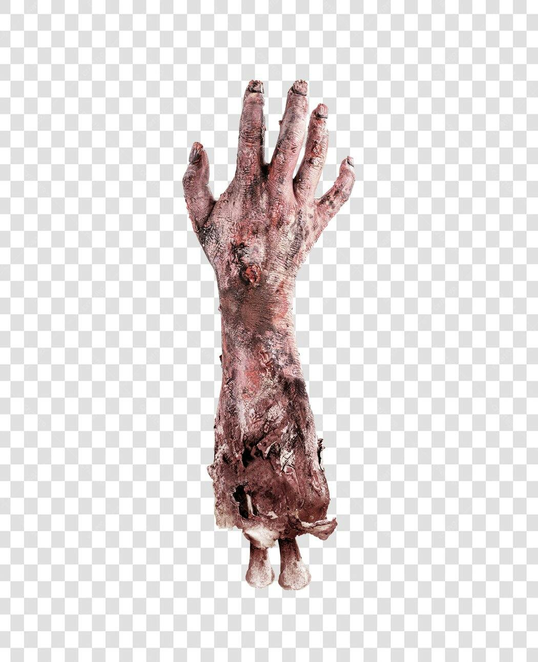 Braço de Zumbi para Halloween Decadente Marrom Avermelhado PNG com fundo transparente