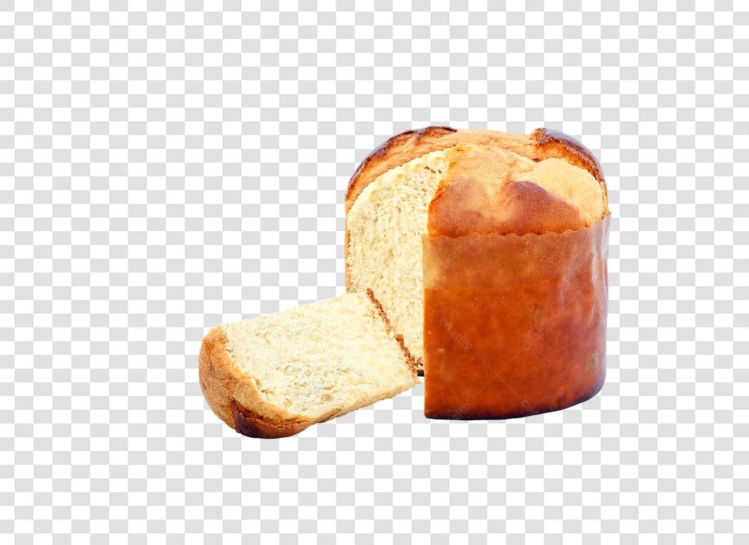 Alimento para as Festas Panetone fatiado PNG com fundo transparente