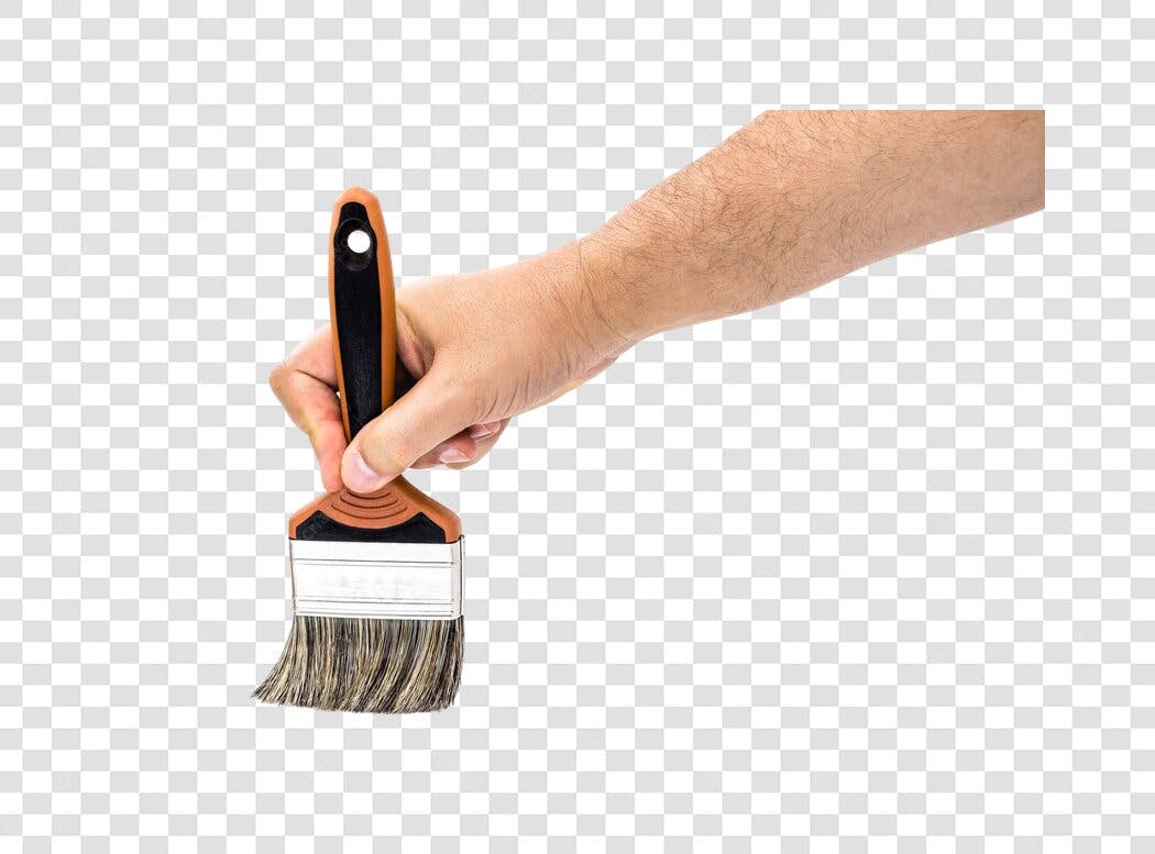Ícone Pincel de Pintura Laranja e Preto Mão Homem PNG com fundo transparente