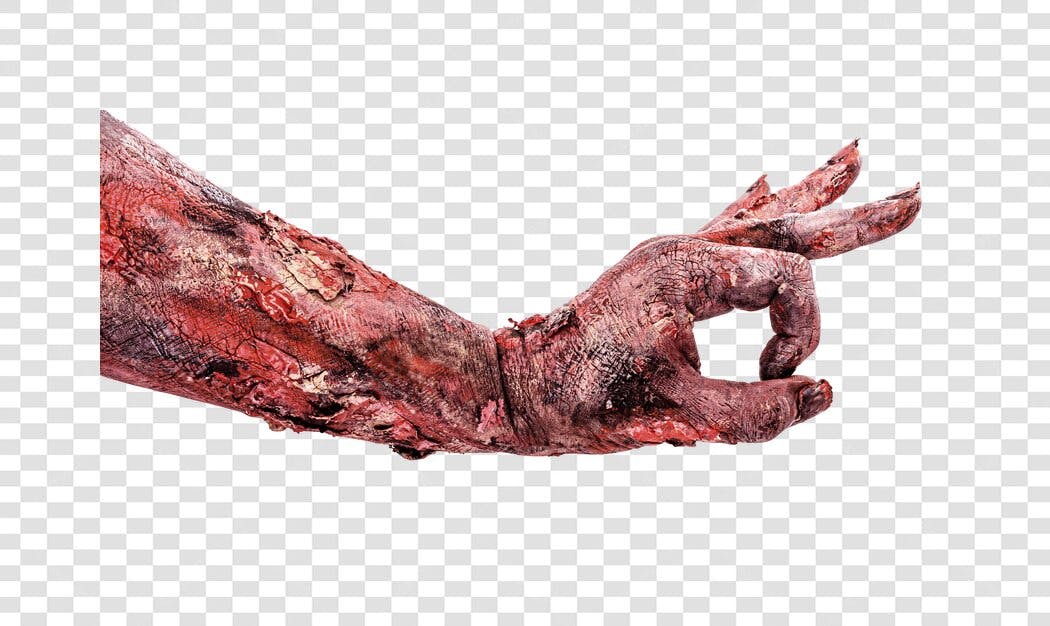 Elemento gráfico Mão de Zumbi Gesto OK para Halloween PNG com fundo transparente