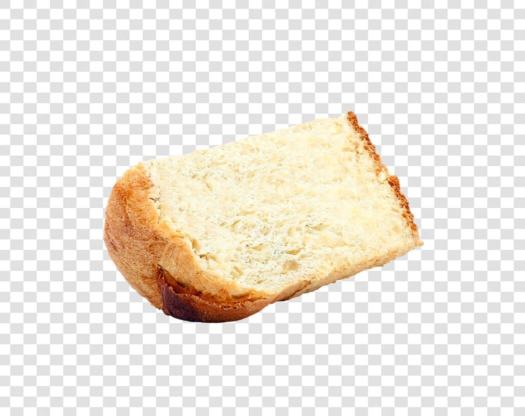 Alimento PNG Fatia de Pão Doce Assado Dourado para Padaria com fundo transparente