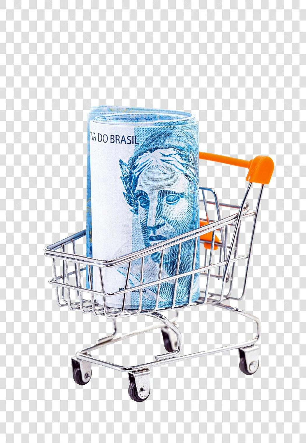 Ícone de E-commerce Dinheiro Brasileiro no Carrinho para Compras e Economia PNG com fundo transparente