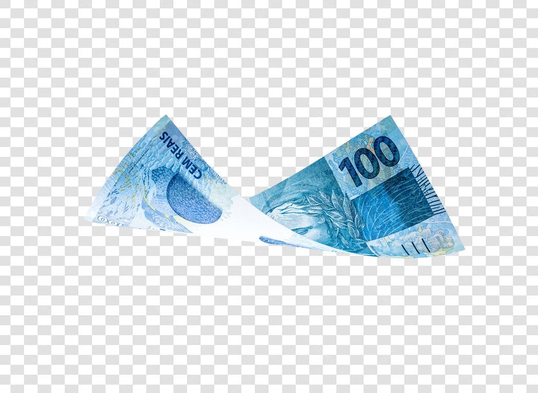 Cédula 100 Reais Brasileira com Efígie da República Azul PNG com fundo transparente