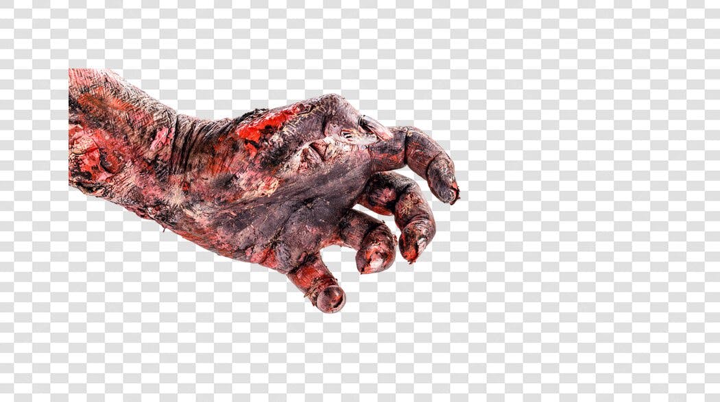 Ilustração Mão de Zumbi Ensanguentada Halloween PNG com fundo transparente