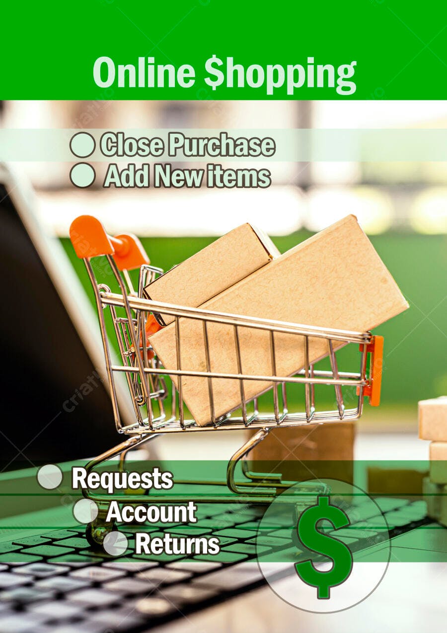 Carrinho de compras miniatura com caixas em laptop simbolizando e-commerce