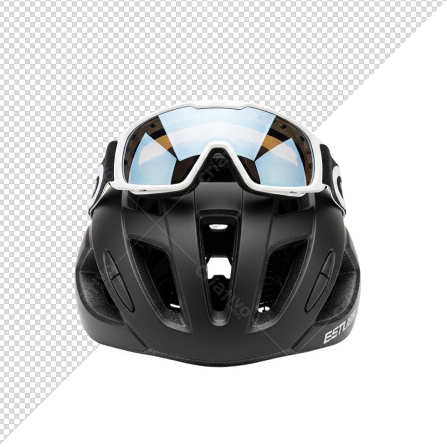 Mockup de Capacete ESTU e Óculos para Ciclismo PSD Editável