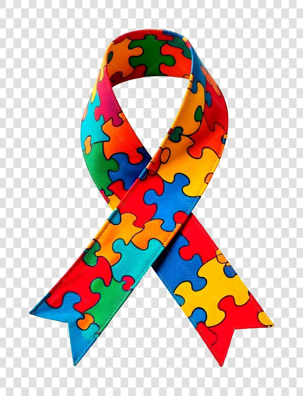 Fita Conscientização Autismo Quebra Cabeça Colorido PNG com fundo transparente