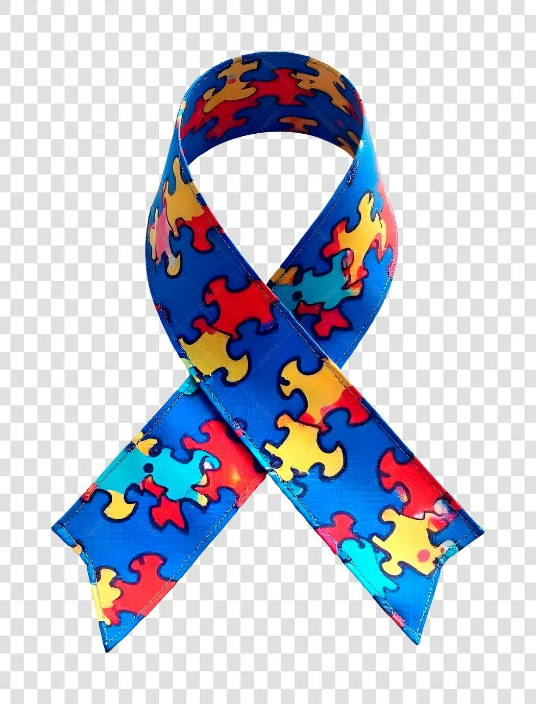 Laço Conscientização Autismo Quebra-Cabeça Colorido PNG com fundo transparente