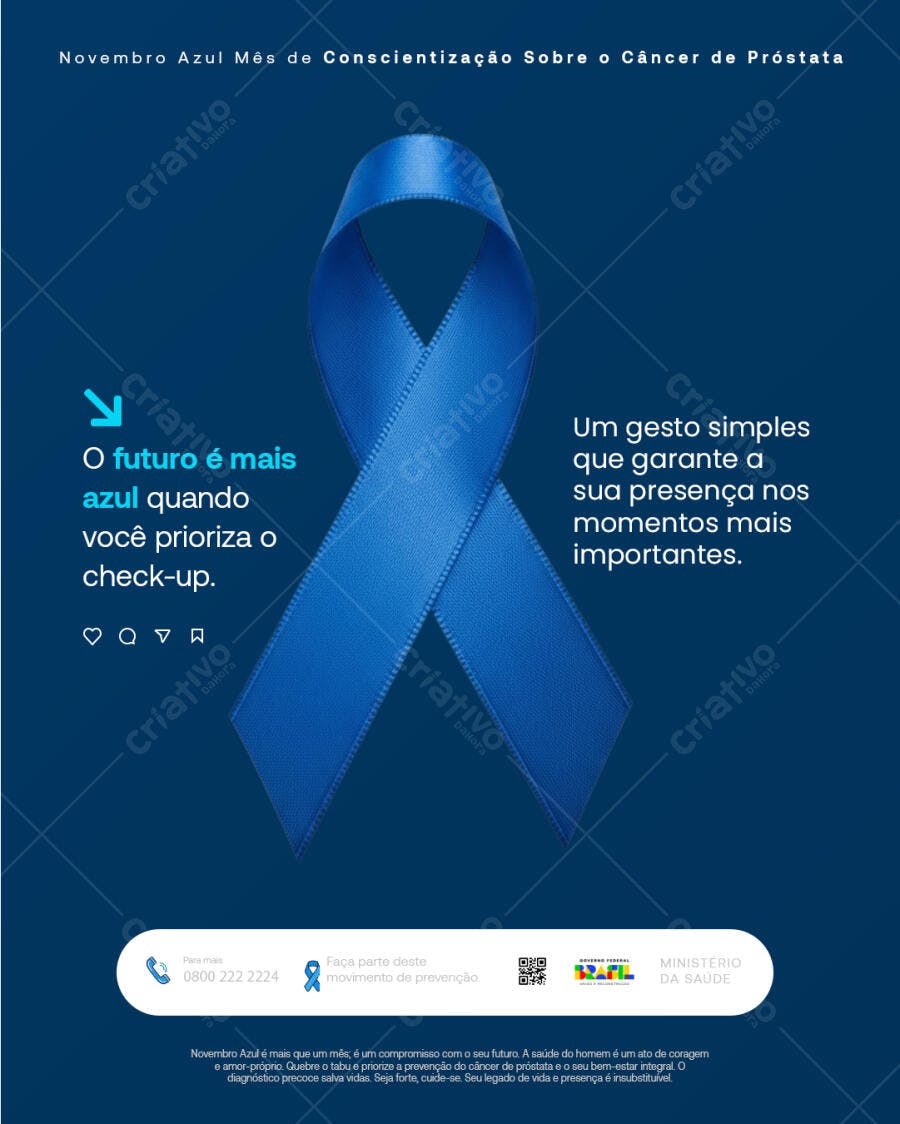 Flyer Novembro Azul Conscientização Câncer de Próstata PSD Editável