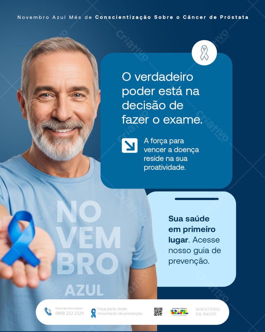 Flyer Novembro Azul Conscientização Câncer de Próstata PSD Editável