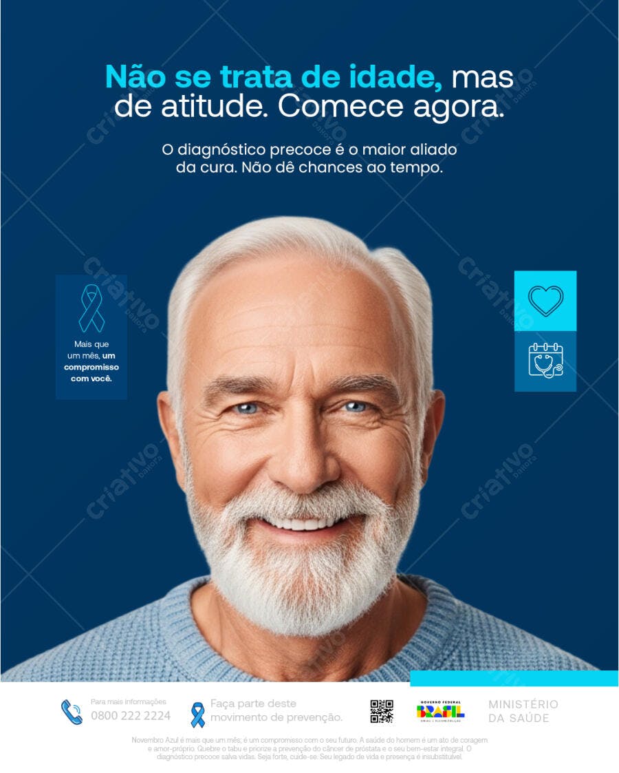 Flyer Novembro Azul Prevenção Câncer de Próstata PSD Editável