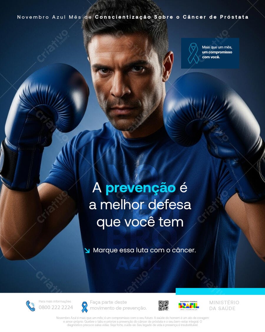 Flyer Novembro Azul Homem Boxe Conscientização Próstata Psd Editável