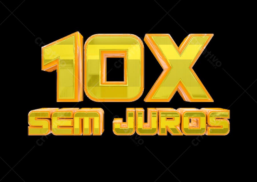 Texto 3D Gold para Oferta 10X Sem Juros PSD Editável
