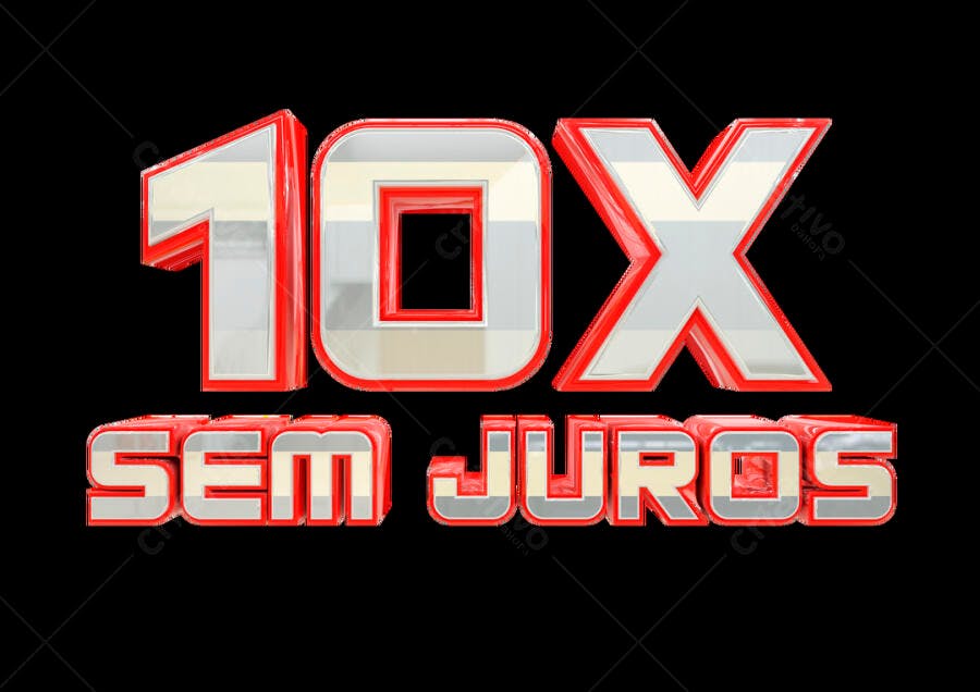 Elemento Gráfico 3D para Promoção 10X Sem Juros PSD Editável