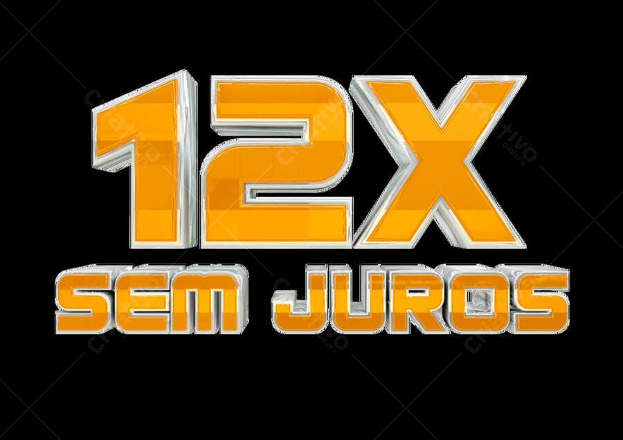 Efeito Texto 3D para Promoção 12X Sem Juros PSD Editável