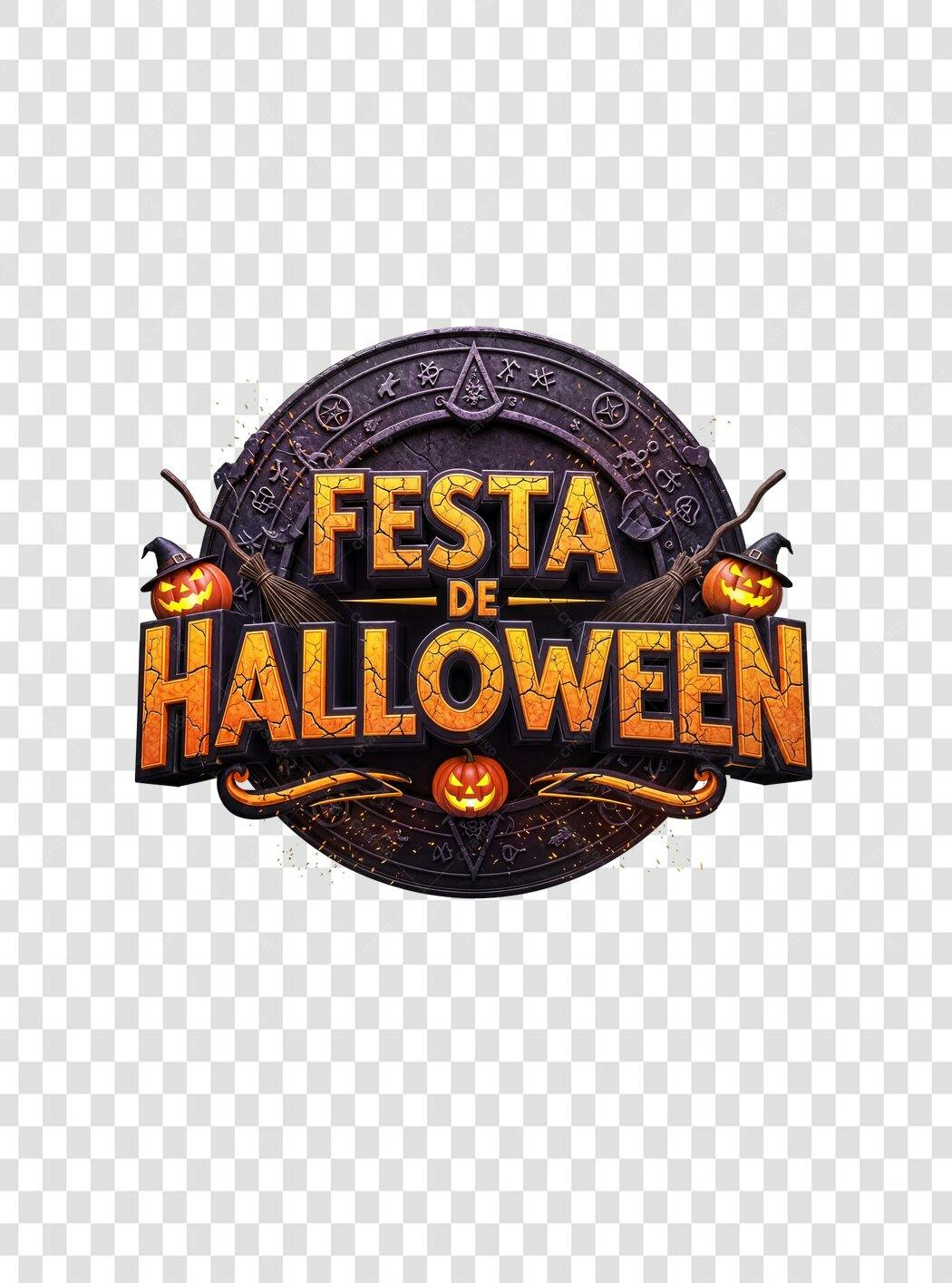 Título Gráfico Festa de Halloween 31 de Outubro com Abóboras PNG com fundo transparente