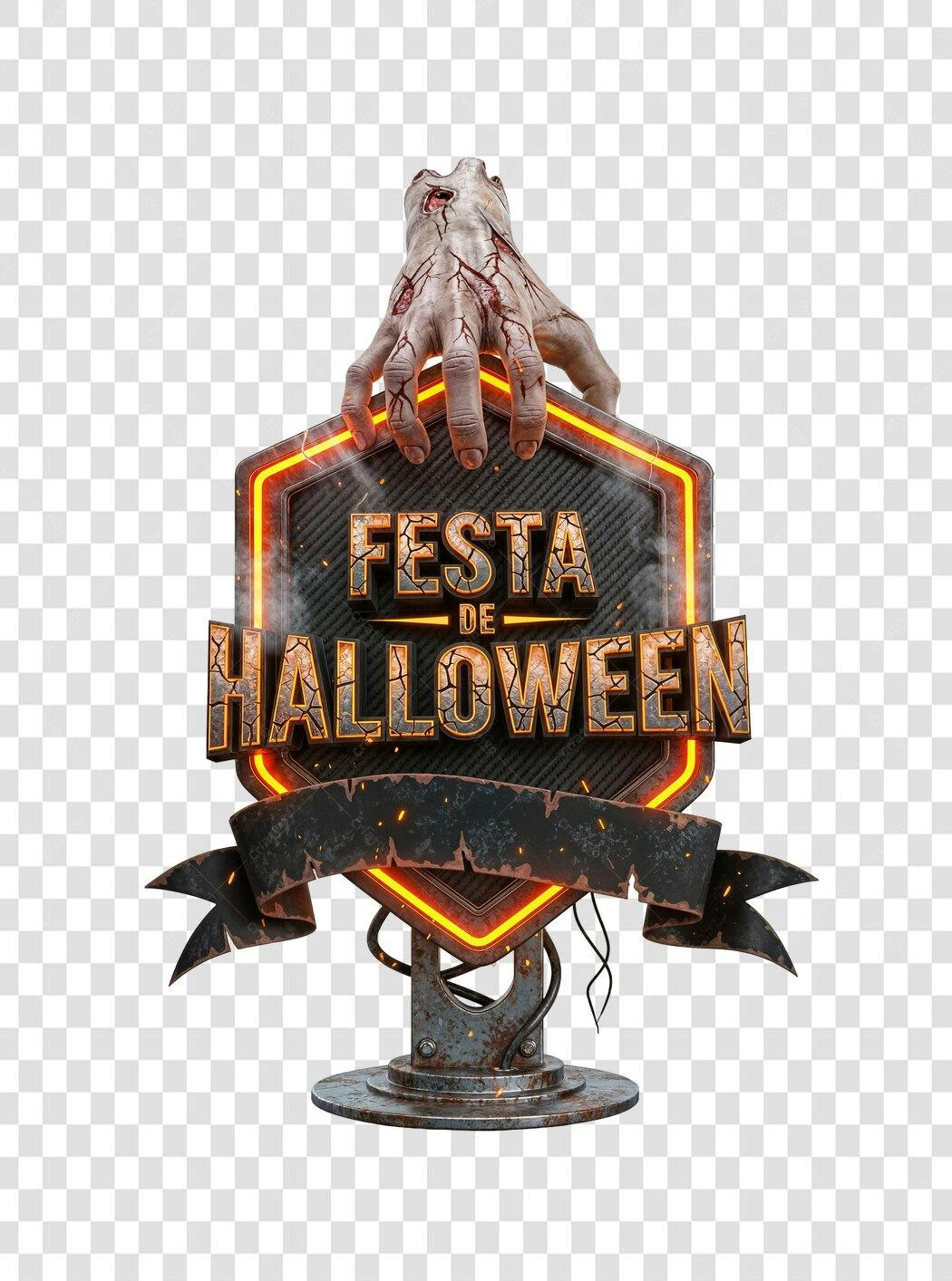 Elemento gráfico Festa de Halloween 31 de Outubro com mão zumbi PNG com fundo transparente