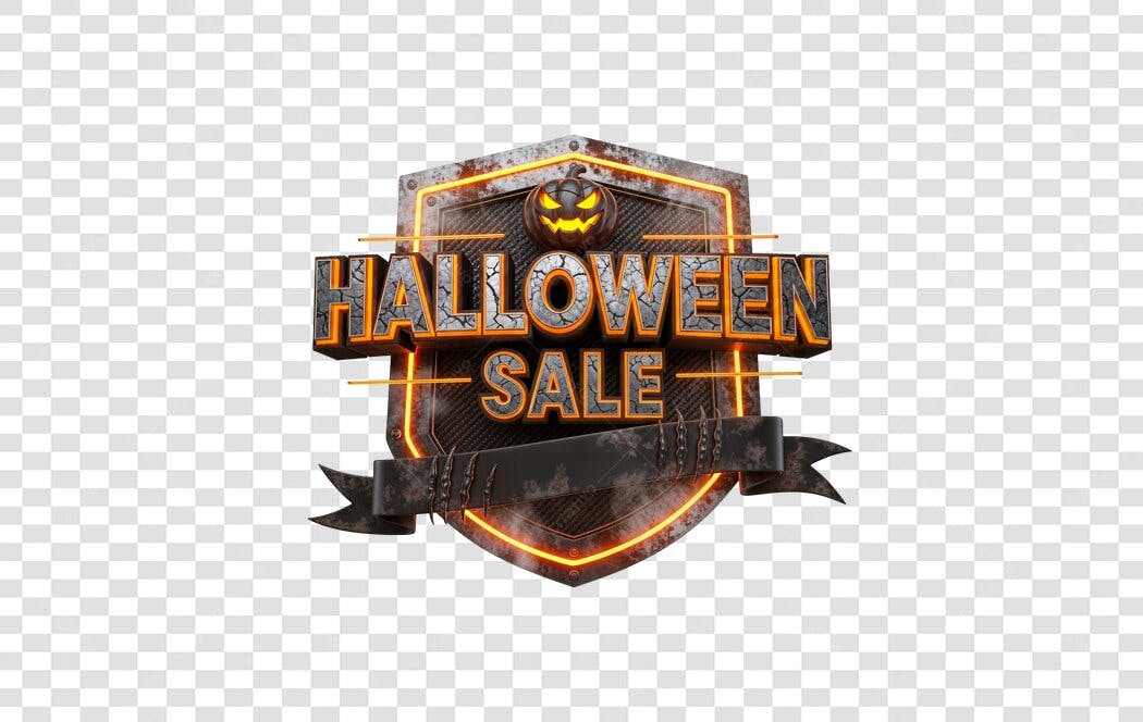 Selo promocional Halloween Sale Outubro 31 Abóbora Laranja PNG com fundo transparente