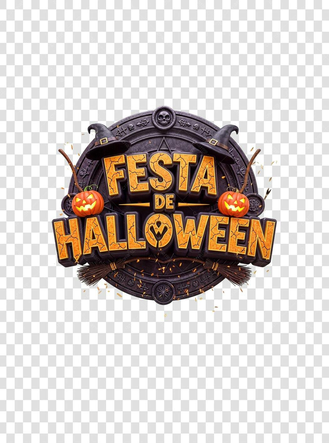 Título 3D Festa de Halloween 31 de Outubro PNG com fundo transparente